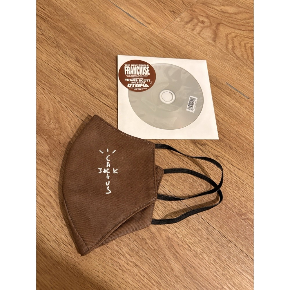 Travis Scott Cactus Jack brown face mask with embroidered logo + Utopia CD